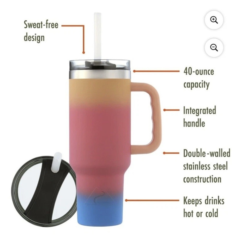 Ozark Trail 40 oz Stainless Steel Tumbler With Handle Insulated Multicolor NEW - Picture 6 of 7
